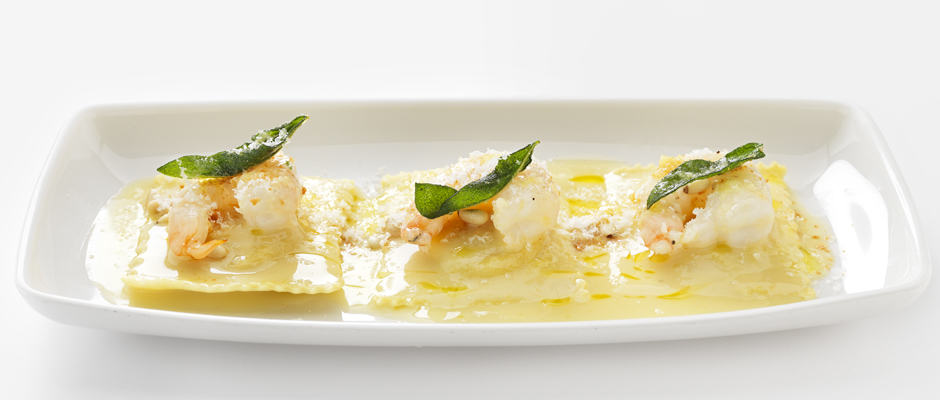 ravioli + prawn trio