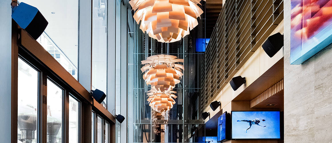 Lighting above the dining room at Cactus Club Cafe First Canadian Place