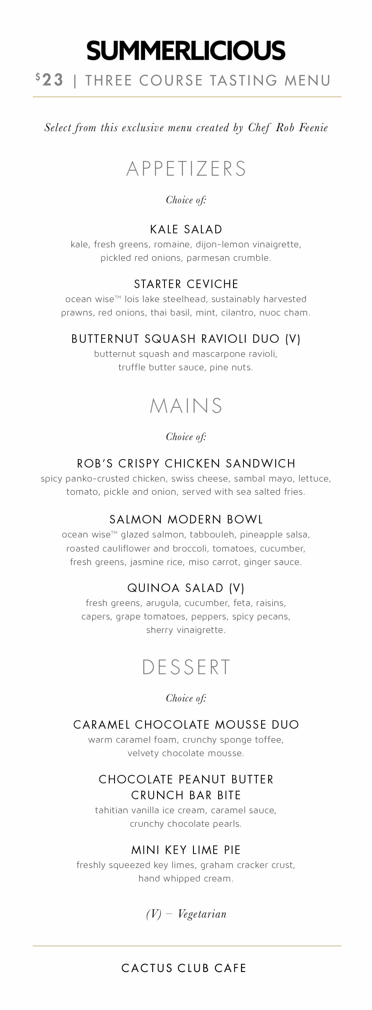 Summerlicious lunch menu Cactus Club Cafe Summerlicious lunch menu Cactus Club Cafe