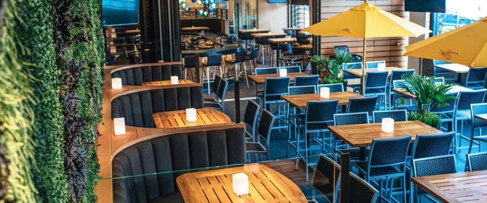 Patio with retractable roof at Cactus Club Cafe Richmond Centre