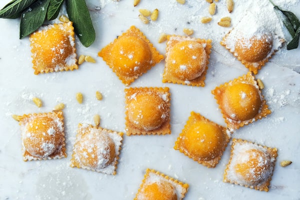 Butternut squash and mascarpone ravioli.