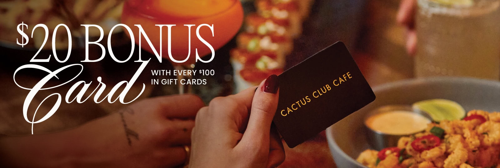 Gift card sale: Buy $100 in gift cards and get a $20 bonus card.